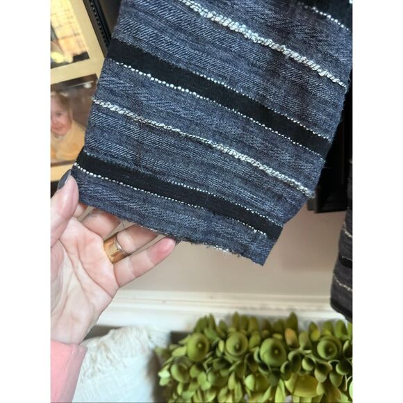 J. Jill Pure Jill Gray Mixed Texture Stripe Body Fit Top sz XL EUC - Picture 5 of 8